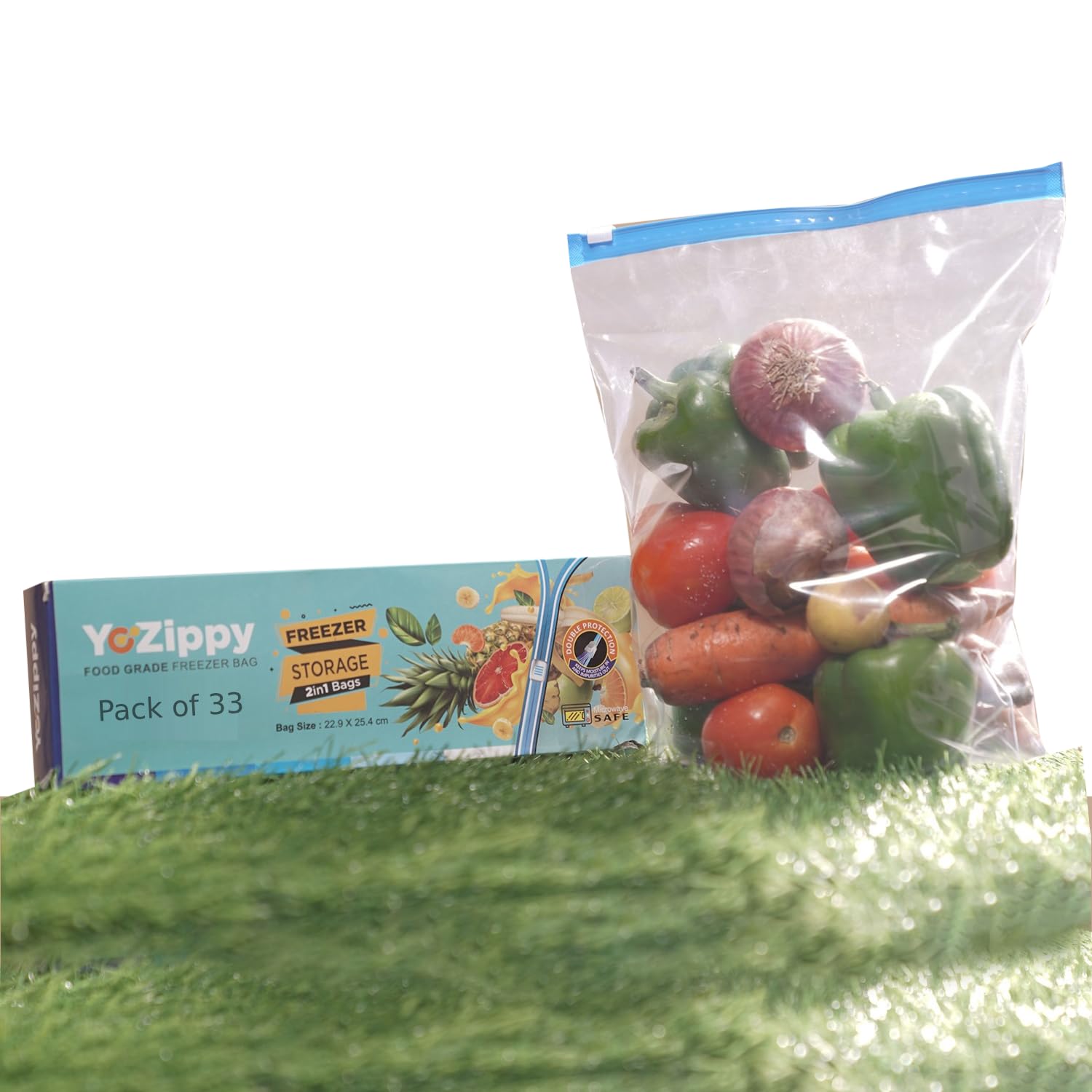 YoZippyYoZippy Ziplock Pouch With Slider (Reusable) ZipLock Bag/Vegetable Bag/Freeze Bag/MultiPurpose Storage Bag - Pack of 33 (21 pouch 500gms + 12 pouch 1kg)