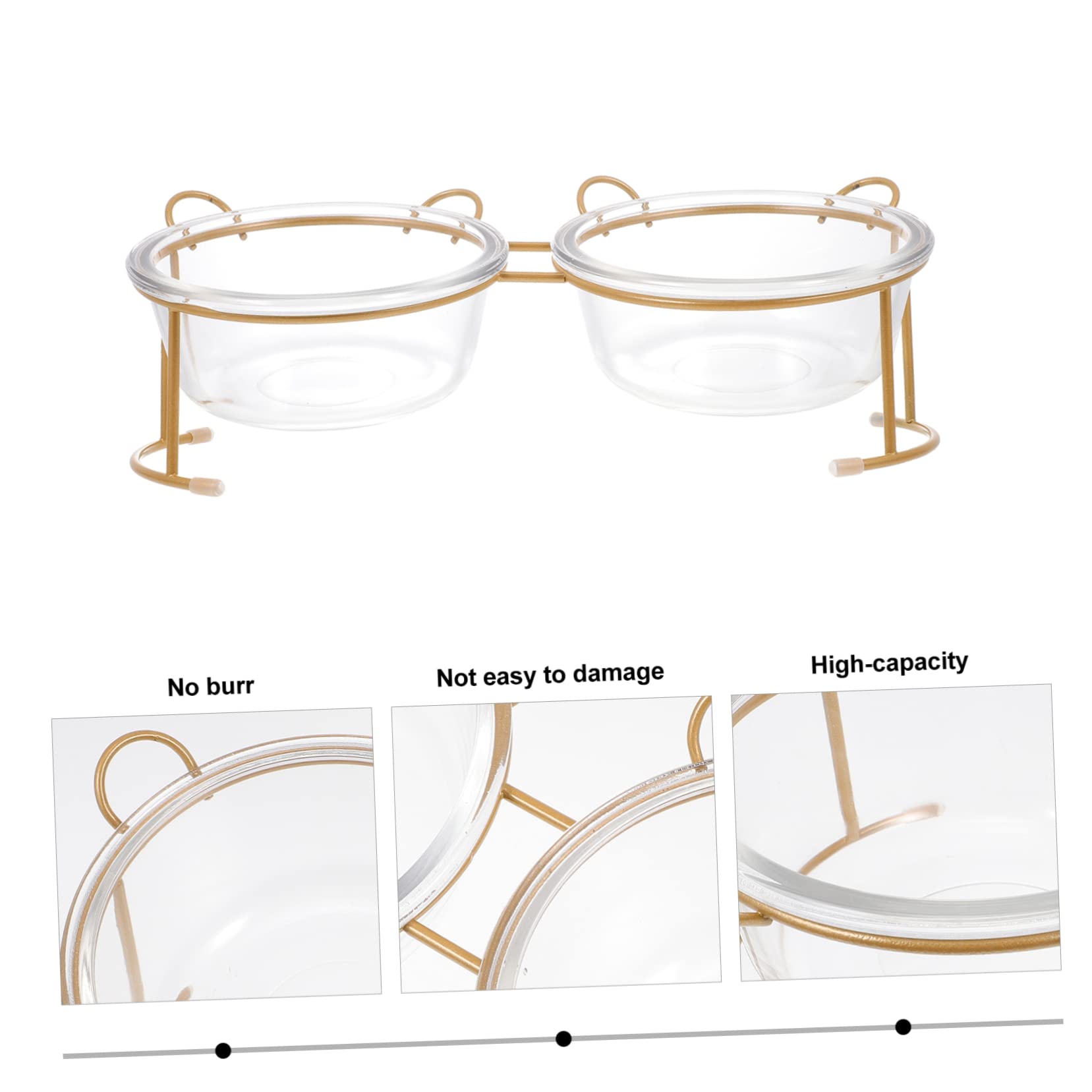 Erhöhter Katzennapf aus Glas mit Eisenständer Doppel Schüssel für Katzen Leicht zu Reinigen Schont die Halswirbelsäule
