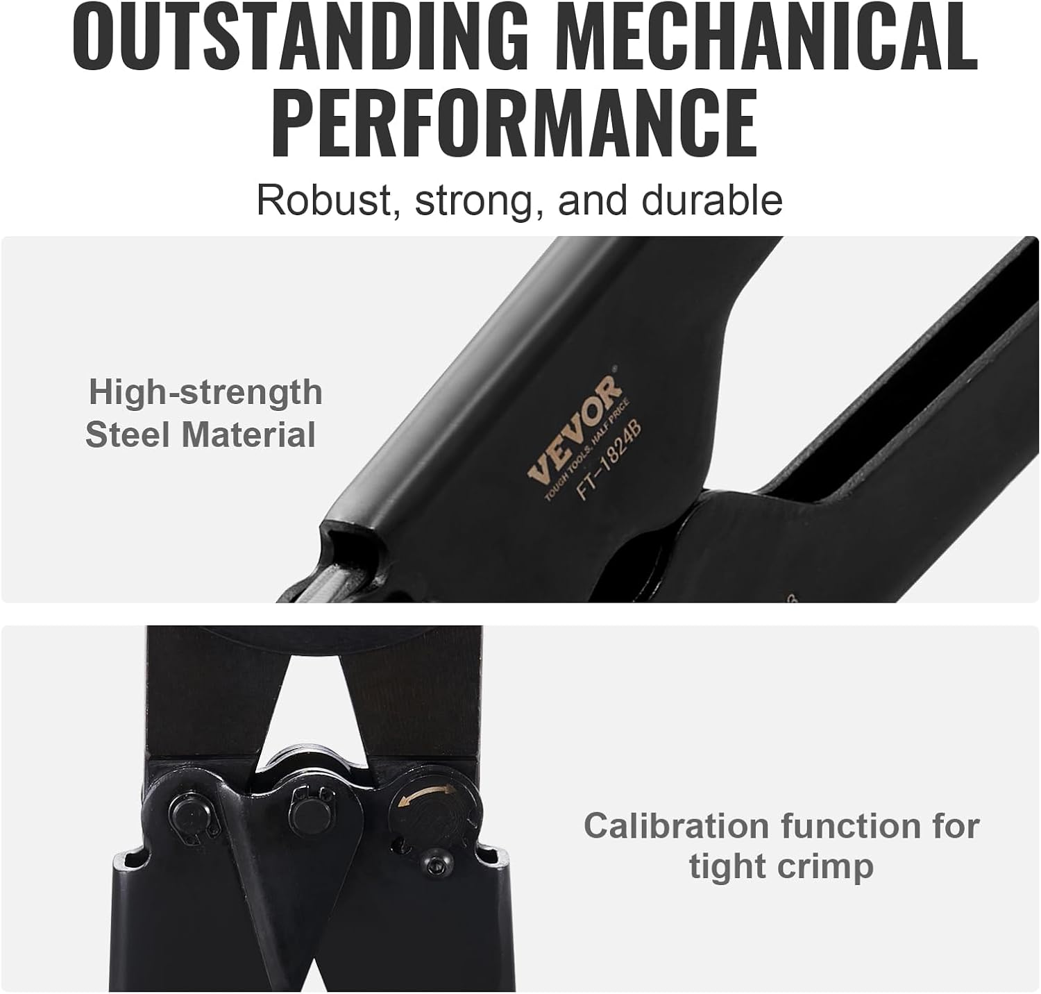 VEVOR PEX Crimping Tool, Dual Head Combo PEX Crimper Tool for 1/2" and 3/4" PEX Copper Crimp Rings, Compact Plumbing Crimp Tool with Go/No-Go Gauge, Well-Polished Jaw, Meets ASTM F1807 Standards