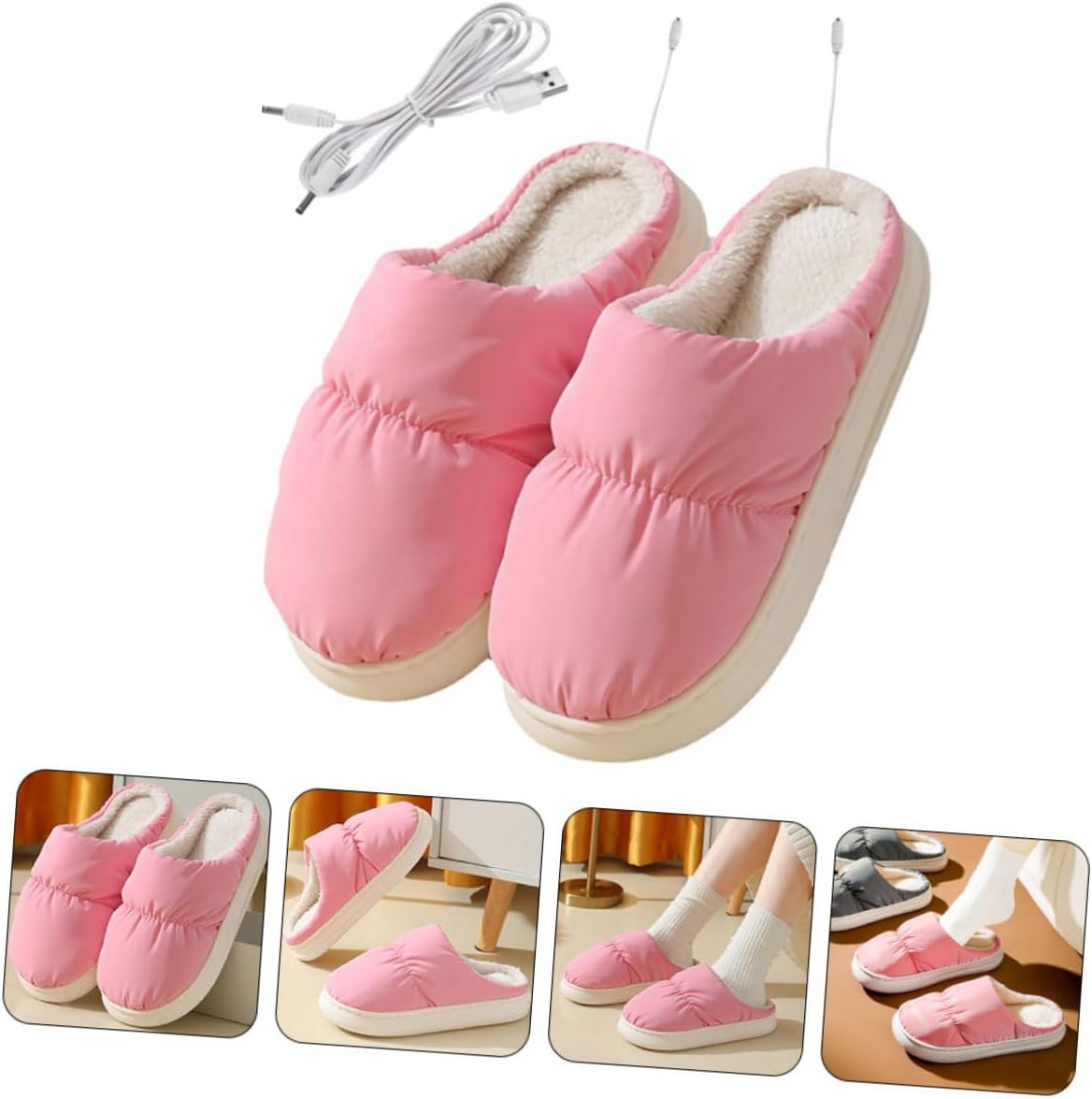 Ipetboom 1pair Usb Electric Heating Shoes Winter Warm Slippers for Cozy Feet Office Dormitory Quick Heating Foot Warmers
