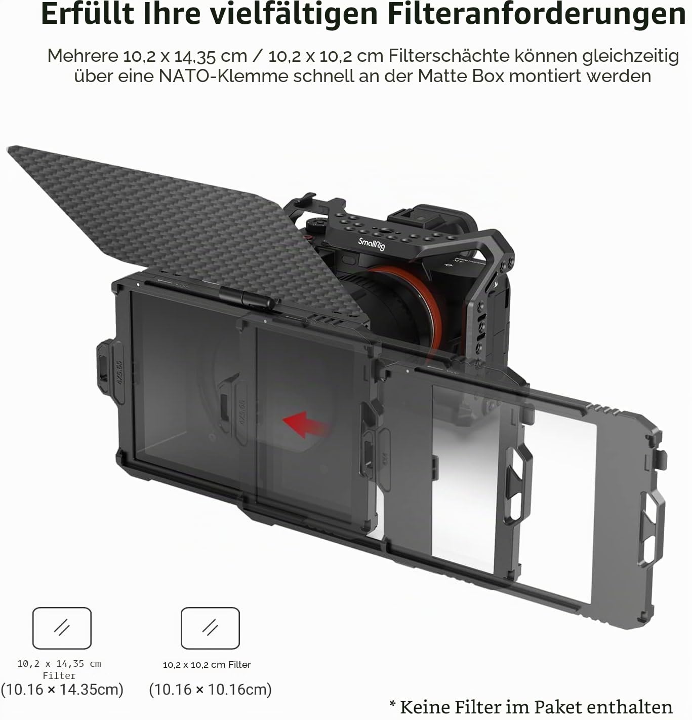 SMALLRIG Mini Matte Box Lite mit Top Flag für DSLRs und spiegellose Kameras, kompatibel mit 67mm/72mm/77mm/82mm/95mm Objektiven, kommt mit Filtereinsatz - 3575