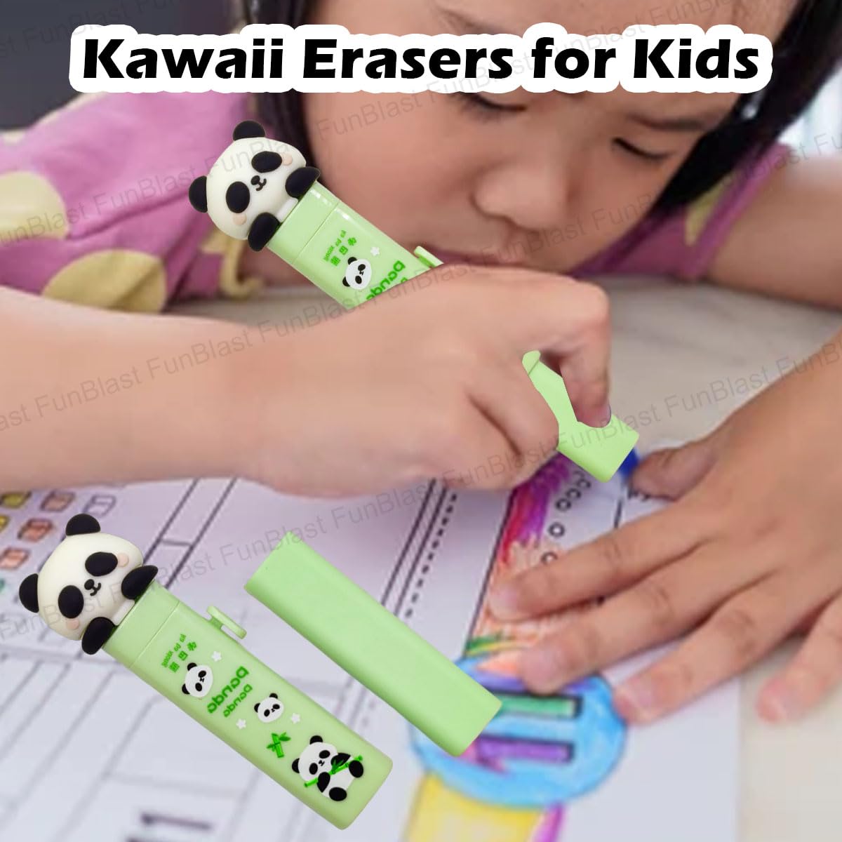 FunBlast Eraser for Kids – Panda Cutter Shaped Eraser Set for Kids, Stationary Set for Kid, Rubber Erasers for Kid, Kawaii Erasers, Fancy Rubber for Birthday Return Gift – Pack of 2 (Panda) 4