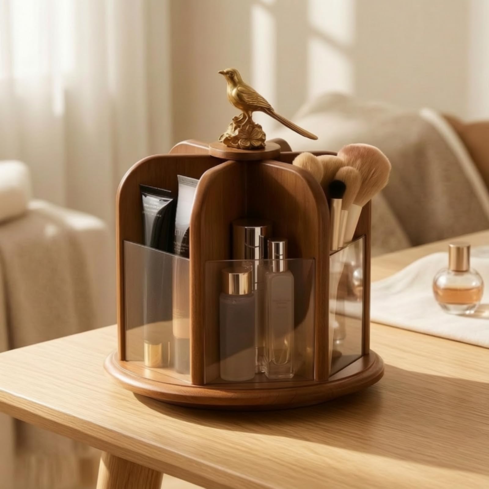 predolo Organizador Maquillaje Práctico Organizador Maquillaje con Base Giratoria Hermoso para Tocador, Dormitorio