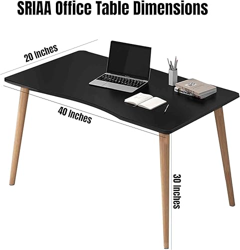 Miniatura 9 de Mesa moderna de madera negra para computadora, 40 pulgadas de largo x 20 pulgadas de ancho x 30 pulgadas de alto en pulgadas  escritorio duradero y