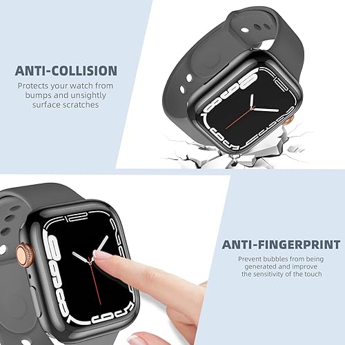 Miniatura 9 de GEAK Juego de 3 fundas para Apple Watch (1.65 o 1.73pulgadas), con suave protector de pantalla de alta sensibilidad HD y TPU y protección anticaídas