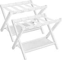 Vista 10 de SONGMICS Portaequipajes, Juego de 2, Soporte Plegable para Maletas con Estante de Almacenamiento, para Habitación de Huéspedes, Hotel, Dormitorio