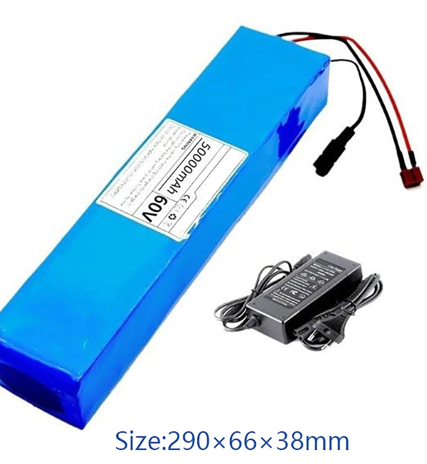 E-Bike Akku 60V 50Ah, Elektrofahrrad Batterie 60V 50Ah Wasserdichter PVC-Akku Mit Ladegerät Eingebauter BMS 16S2P E-Bike Battery Für 200W ~1200W Motor