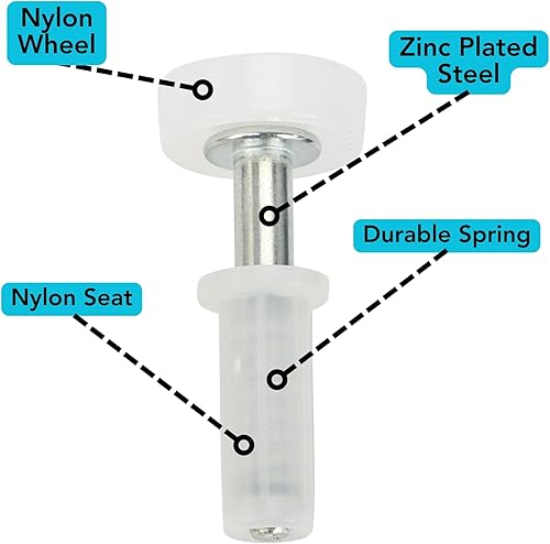 Miniatura 5 de Rueda de guía de rodillos de doble pliegue con resorte, paquete de 4