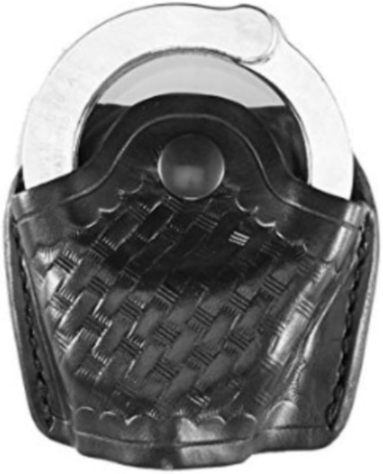 Aker Leather 506 Handcuff Case, Open Top, Black, Plain