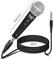 Vista 4 de Micrófono vocal dinámico, carcasa de metal, micrófono para cantar, hablar, con cable, cabina XLR de 25 pies, cardioide, con interruptor