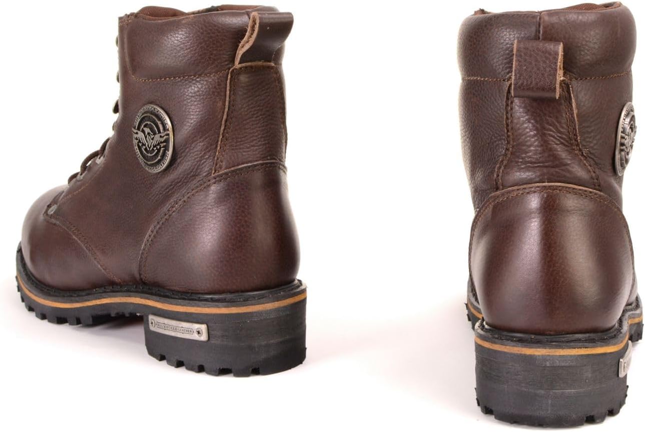 Milwaukee Leather Women's Dark Brown Leather Outdoors Lace-Up Boots for Bikers Casual MBL9308