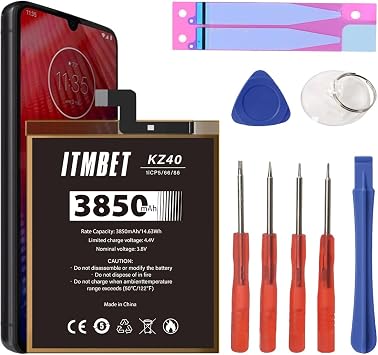 لاستبدال بطارية Moto Z4 ، بطارية KZ40 عالية السعة بقوة 3850 مللي أمبير في الساعة لموتورولا Moto Z4 XT1980 مع مجموعة أدوات إصلاح الاستبدال