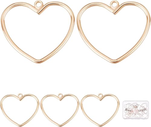 Beebeecraft 1 caja de 18 quilates chapado en oro de latónacero inoxidable corazón colgantes colgantes colgantes para el día de la madre, regalos de
