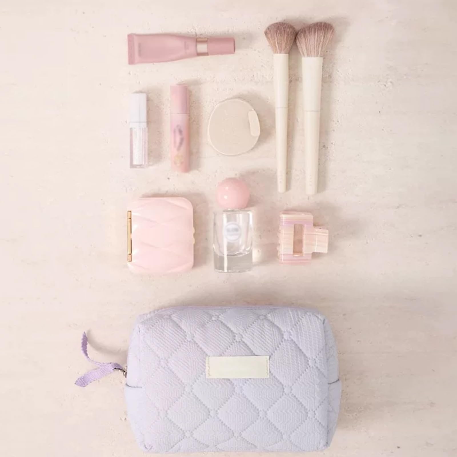 Grande Trousse Trucco a Larga Apertura, Organizer per Toiletries, Cosmetici, Facile da Pulire, Tessuto Morbido e Soffice, per la Cura Della Pelle e Gli Articoli Essenziali(White)
