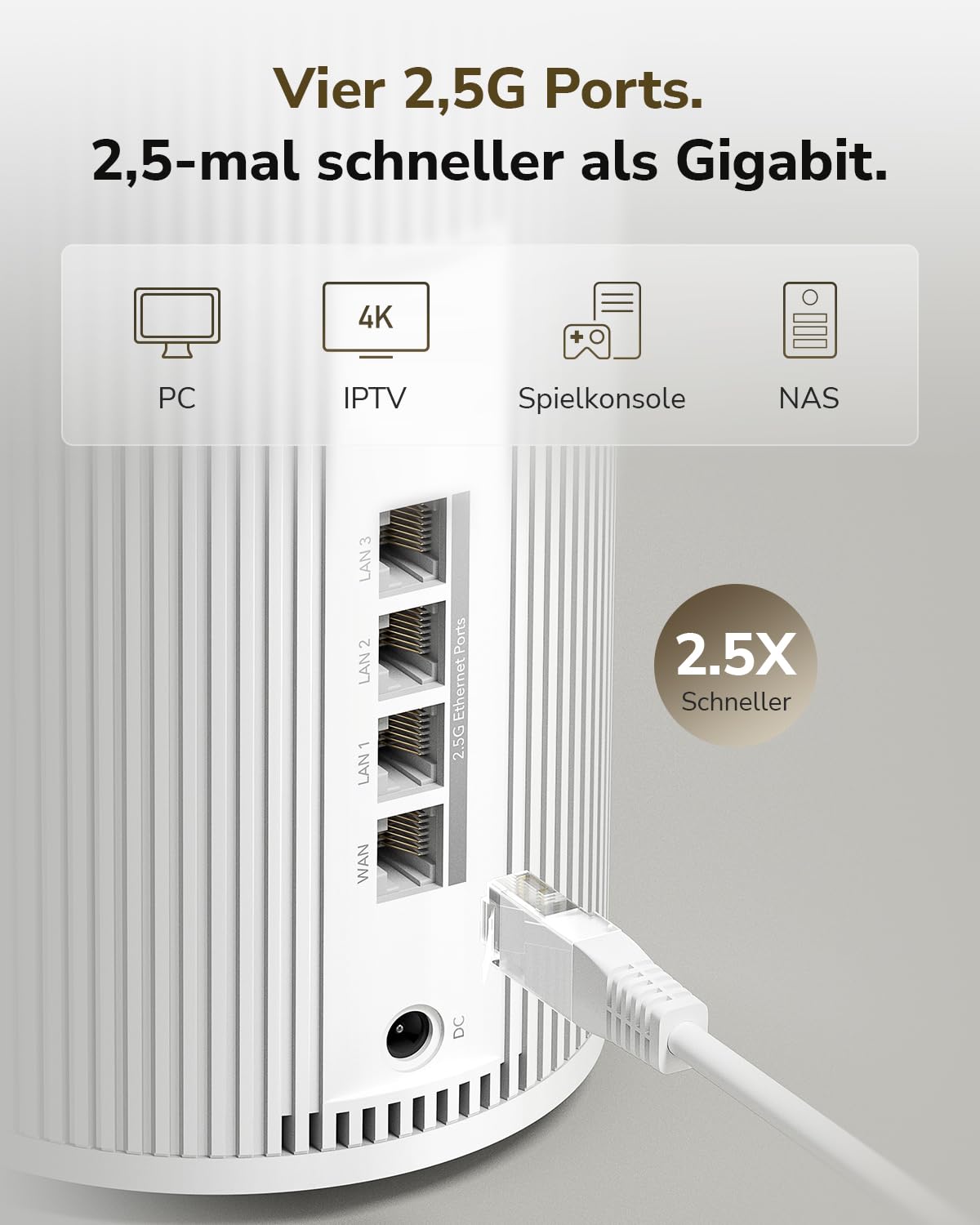 Cudy Tri-Band WiFi 7 BE11000 Mesh-System für das ganze Haus, 6-Stream 10 Gbps, 4×2,5G Ports, MU-MIMO, Multi-VPN, Cudy APP, intelligente interne Antenne, M11000 2er-Packung