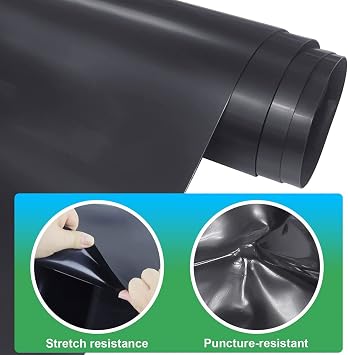 8x13ft 11x13ft 13x29ft Pond Liner, 45mil/0.12mm Durable Pond Liners, UV Resistant Pond Lining Black Membrane, for Waterfall, Pond and Fish Ponds(3x7m/10x23ft)