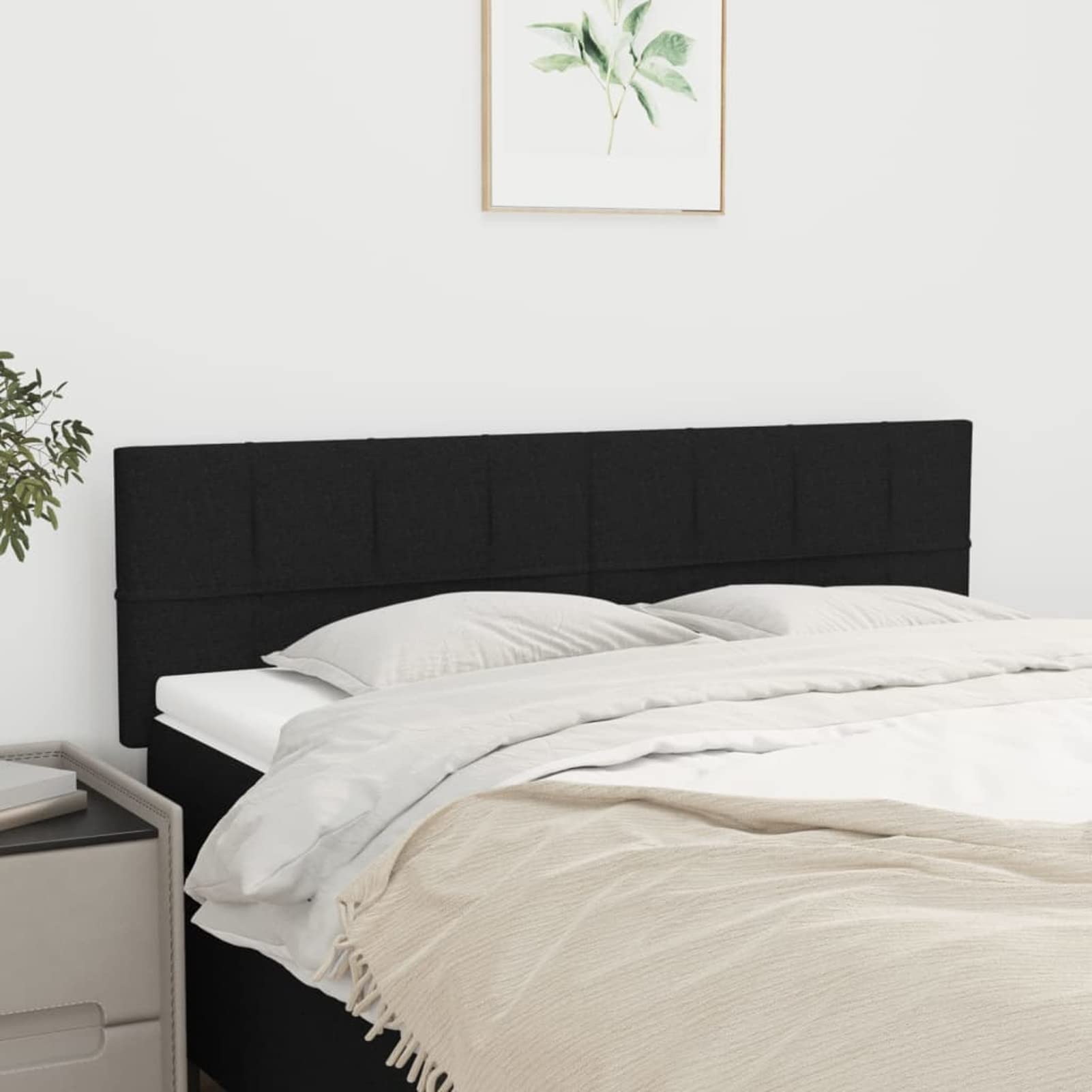 Cabeceros 2 Unidades, Cabezal De Cama, Cabecera para Cama, Cabezales Dormitorios Modernos, Tela Negro 72x5x78/88 cm