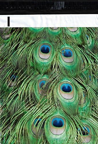 10x13 (200) Peacock Feathers Designer Poly Mailers Shipping Envelopes Boutique Custom Bags By ValueMailers (10" X 13")