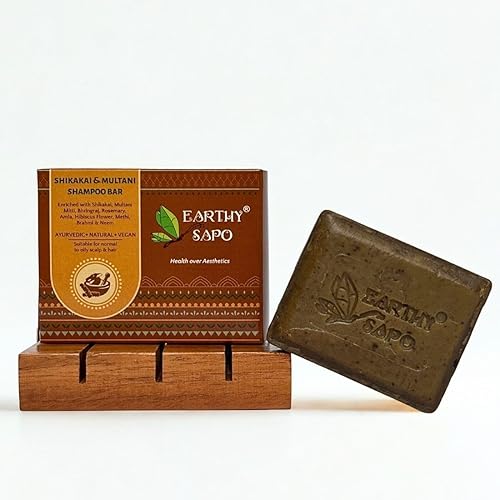 Shikakai & Multani - Barra de champú hecha a mano apta para cabello graso, 3.52 onzas (3.53 oz) (paquete de 1)
