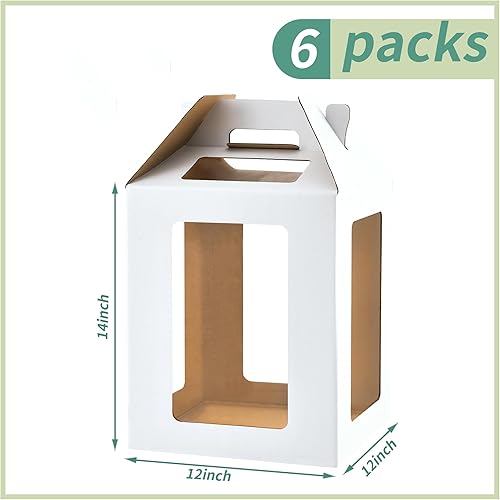 Miniatura 2 de XININSUN Cajas de pastel de 12 pulgadas de alto con ventanas, 12 x 12 x 14 pulgadas de alto, caja de pastel escalonada, caja de pastel de capas,