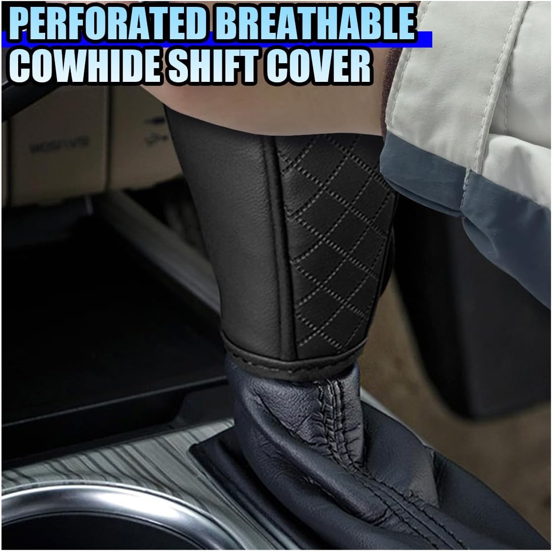 Leather Car Gear Shift Knob Cover, Anti-Slip Shifter Lever Cover image 5