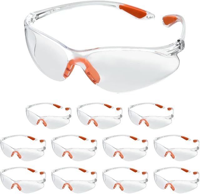 FOCCTS Safety Boîte de verres 12, Lunettes de sécurité claires pour hommes Femmes, Lunettes de protection des yeux claires, Vêtements de protection pour hommes & Femmes Construction