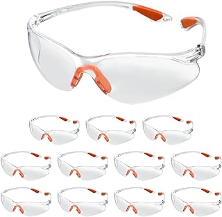 FOCCTS Safety Glasses Pack of 12, Clear Safety Goggles for Men Women, Clear Eye Protection Glasses, Protective Eyewear, An...