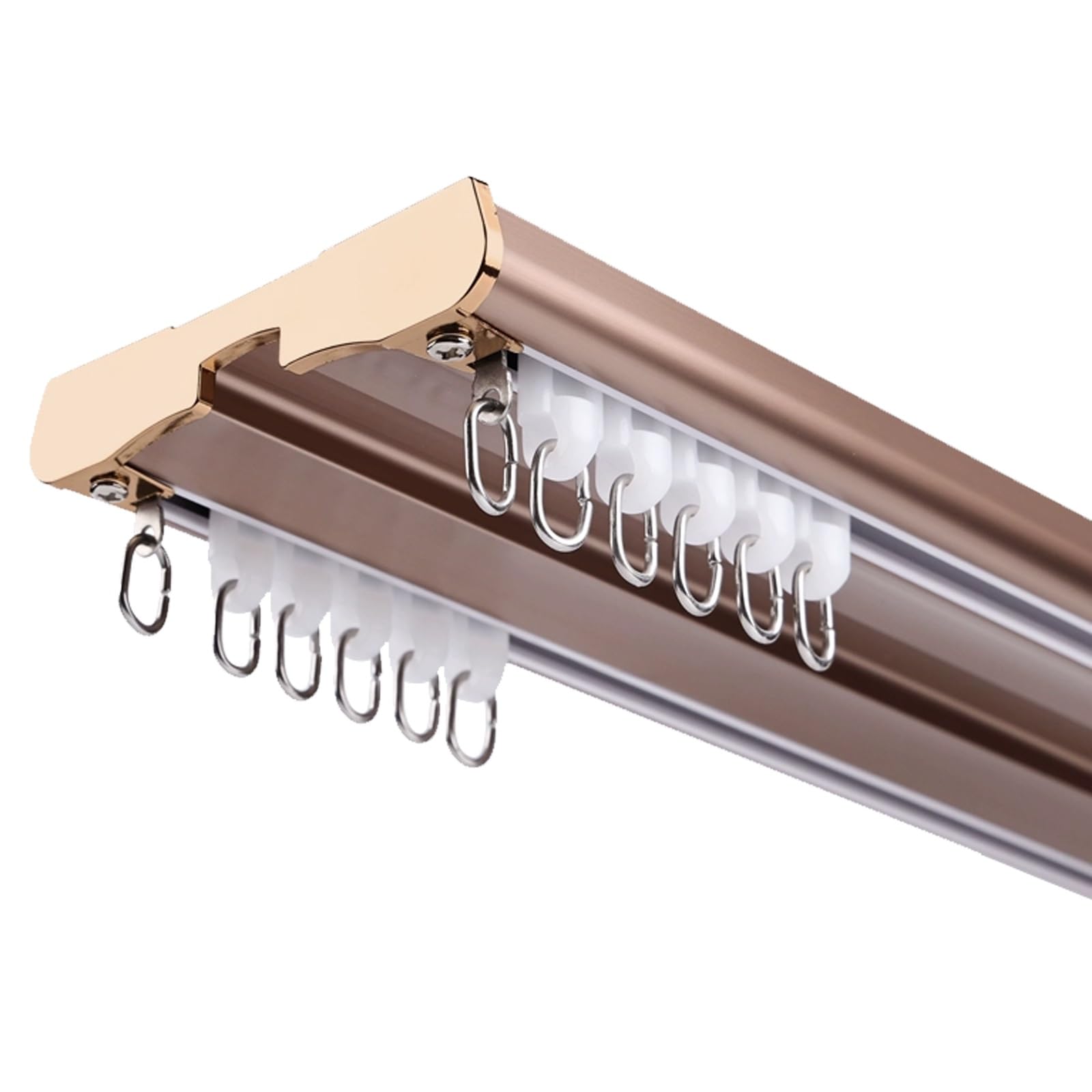 Blackout Curtain Tracks Double Curtain Track Ceiling Curtain Rail, Silent Heavy Aluminum Duty Rod System 1m-6m for Bedroom Room Divider Bay Window(Rose gold,5.5(m))