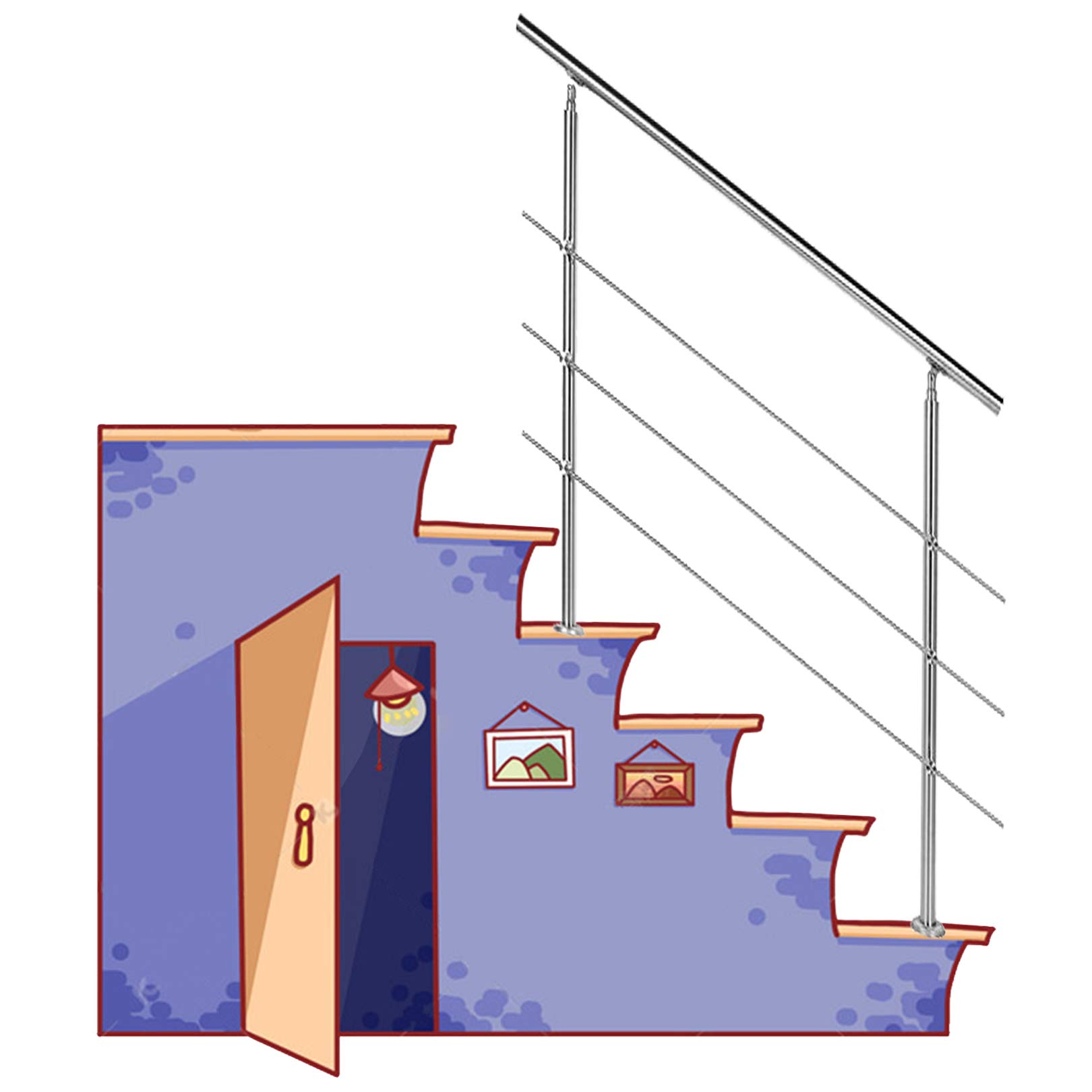 Rambarde d'escalier en acier inoxydable pour garde-corps extérieur et balcon complet