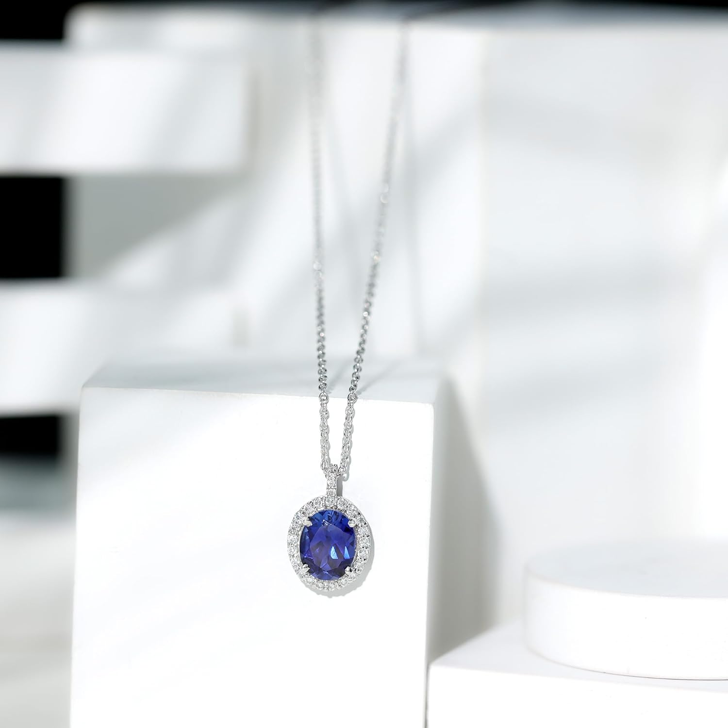 Certified 4 Carat Lab Grown Blue Sapphire Necklace With Silver Chain, Aaaa Quality - Gift For Women Who Has Everything - Image 5