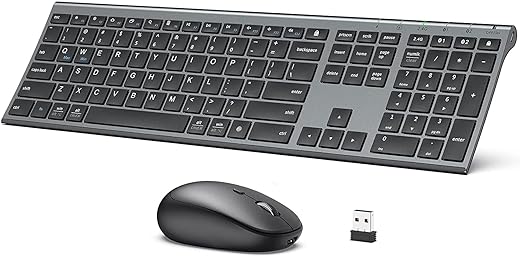iClever Wireless Keyboard and Mouse DK03, Rechargeable Dual-Mode (Bluetooth+2.4G) Bluetooth Keyboard and Mouse Set, Ultra-Slim Multi-Device…