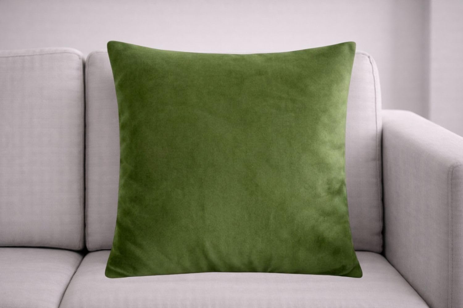 Seechoo Velvet Cushion Covers Pack of 2, Large 55x55cm (22x22 Inch), Soft Luxury Velvet Sofa Cushion Covers, Decorative Throw Pillow Covers for Living Room Bedroom (Olive Green) — image 1