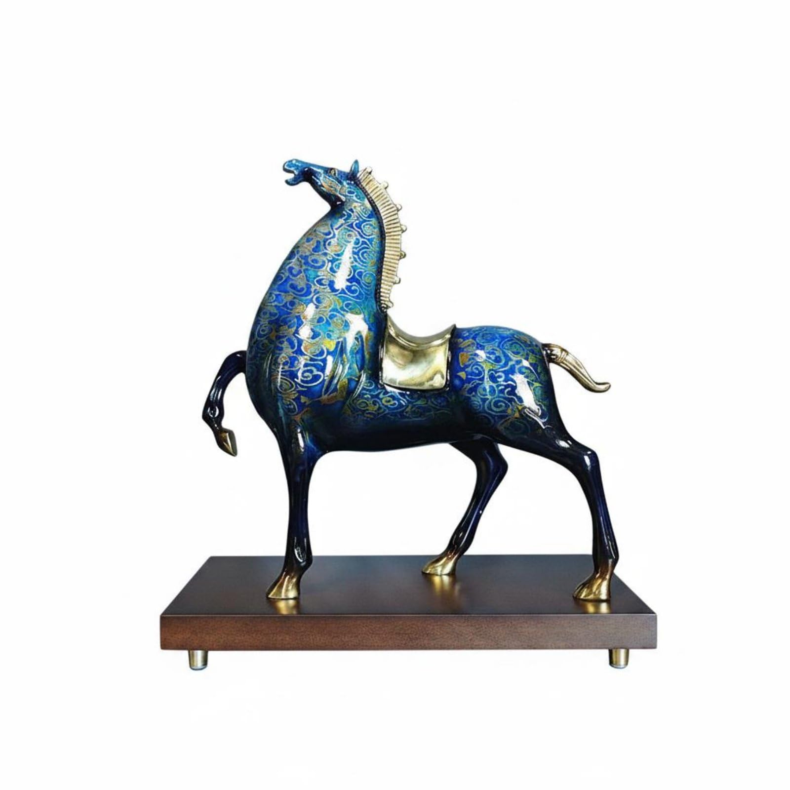 Figurine de cheval en métal bleu pour sublimer votre bureau de salon