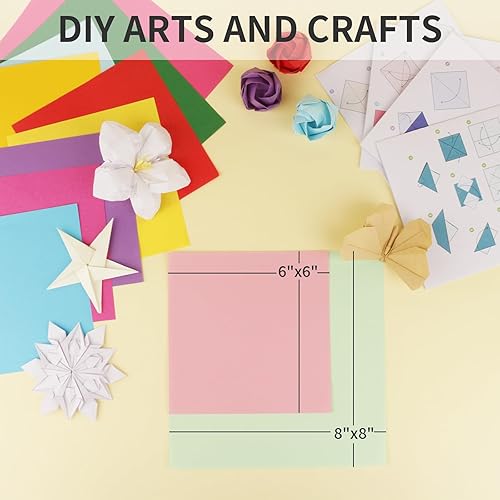 Vista 22 de Kit de papel de origami amarillo limón, de doble cara, 200 hojas, 6 x 6 pulgadas, 20 colores, de 5 a 8 años