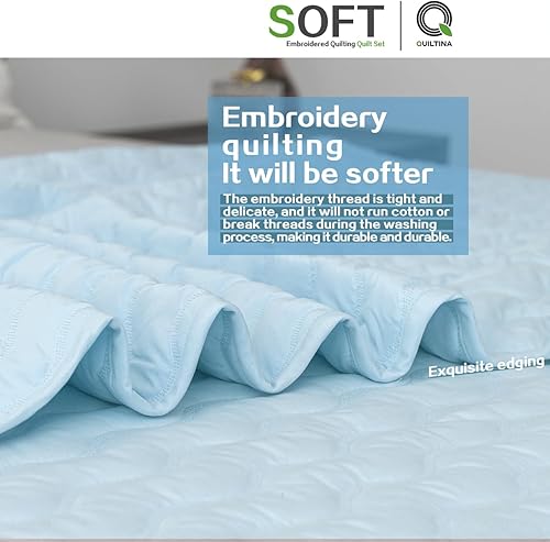 Miniatura 5 de QUILTINA Juego de edredón de tamaño Queen color gris, colcha ligera y suave de microfibra de verano, juego de ropa de cama de estilo moderno con