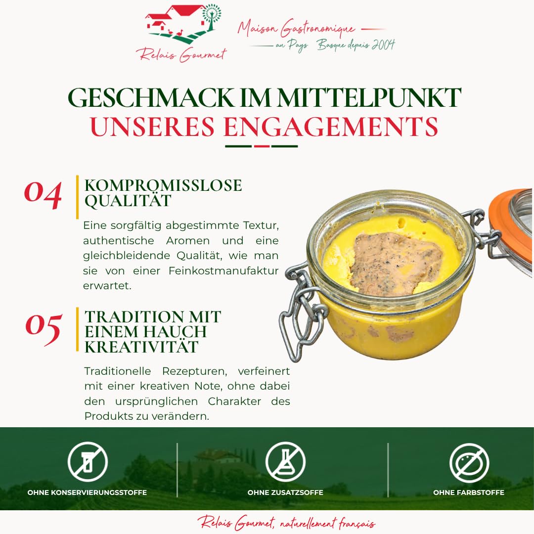 Foie Gras vom ganzen Entenleber mit milden Zwiebeln 200 g – Relais Gourmet | Feine süßliche Zwiebelnote | Ohne Konservierungsstoffe, Zusatzstoffe oder Farbstoffe | Ausdruck des französischen Terroirs