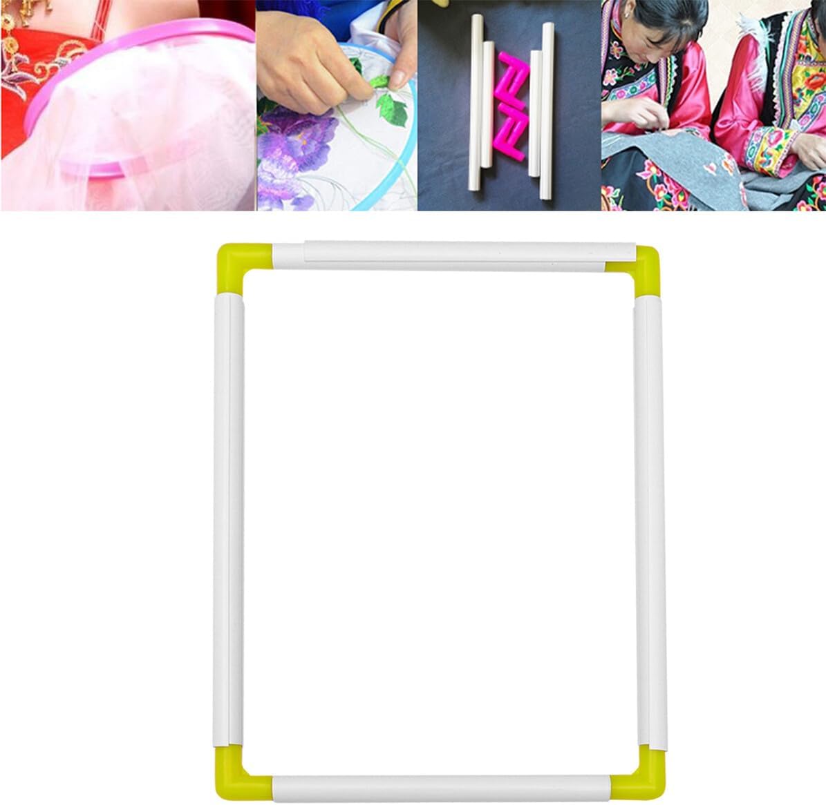 SOLUSTRE Portable Square Embroidery Frame Plastic Clamp Tool for Cross Stitch Quilting Needlepoint Lightweight and Easy to Assemble for DIY Sewing Crafts Random Color