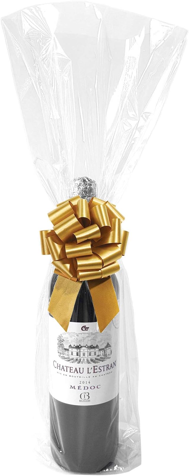 Wowfit Cello Bags,10 CT 9x20 inches Clear Cellophane Bags Perfect for Gift, Presents, Wine Bottles, Bridal/Baby Showers and More (Flat, No Gusset, Ribbon NOT included)