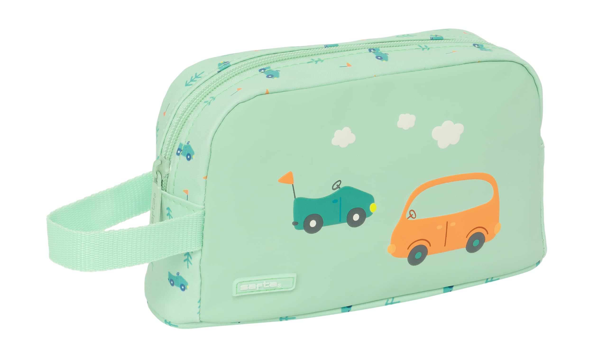 Safta Preschool Cars – Thermal Breakfast Holder, Recyclable Fabric, Pencil Case, Quality and Maximum Resistance, Food Holder, Recreation, 21.5 x 6.5 x 12 cm, Water Green, Aqua Green, Estándar, Casual