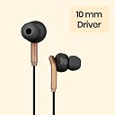 ZEBRONICS Bro 3.5Mm Wired in Ear Earphones, in-Line Mic, Deep Bass, 1.2M Strong and Long Lasting Cable, Light Weight, Compatible with Mobile | Tablet | Laptop (Black + Gold) gallery image
