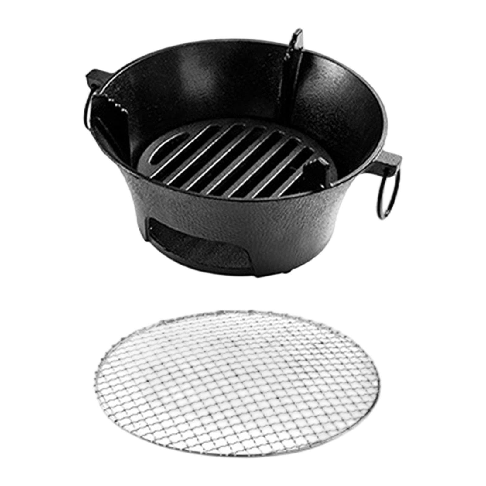 Colcolo Griglia Hibachi a Carbone, fornello da Campeggio in ghisa con griglia a Rete, Mini Barbecue a Carbone per Escursionismo