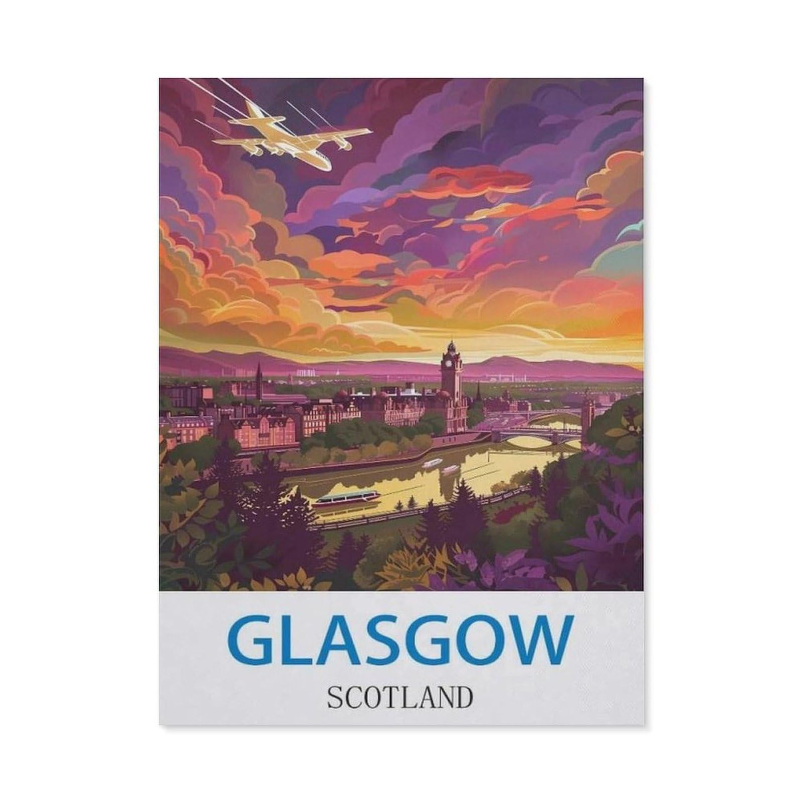 Beayodkp （50 X 60 Cm/19.68 X 23.62 Inches） 5D Diamond Painting，Glasgow Scotland，Diamond Embroidery Cross Stitch-Ci19