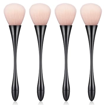 4 Pcs Large Fluffy Makeup Brushes, Mineral Powder Brush, Bronzer Powder Brush, Soft Fluffy Foundation Brush for Professional Coverage and Loose Blending Buffing, Black