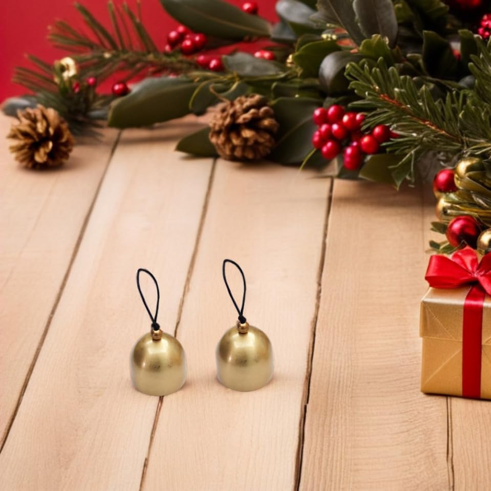 Balacoo 20pcs Mini Vintage Metal Bells for Crafts and Outdoor Hanging, Small Alloy Bells with Black Cord, Rustic Wind Chime Decorations for Garden, Patio, Christmas, and DIY Projects