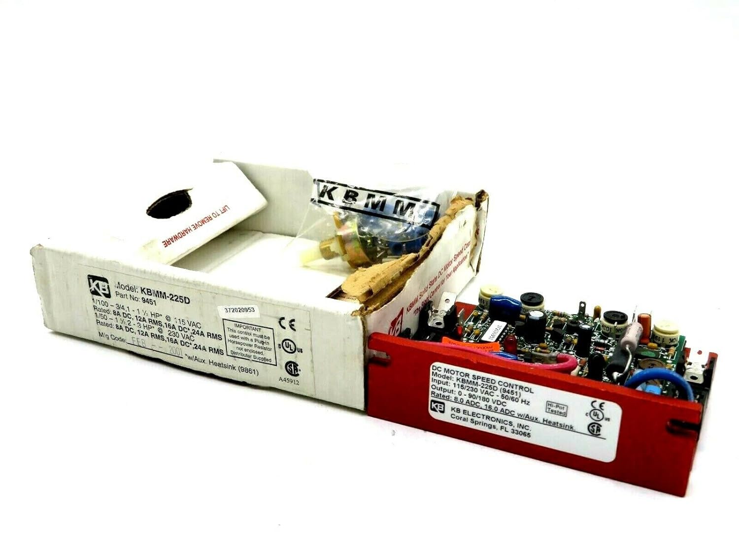 Kb Electronics Kbmm225D, Dc Motor Speed Control, Input 115/230Vac, Kbmm225D