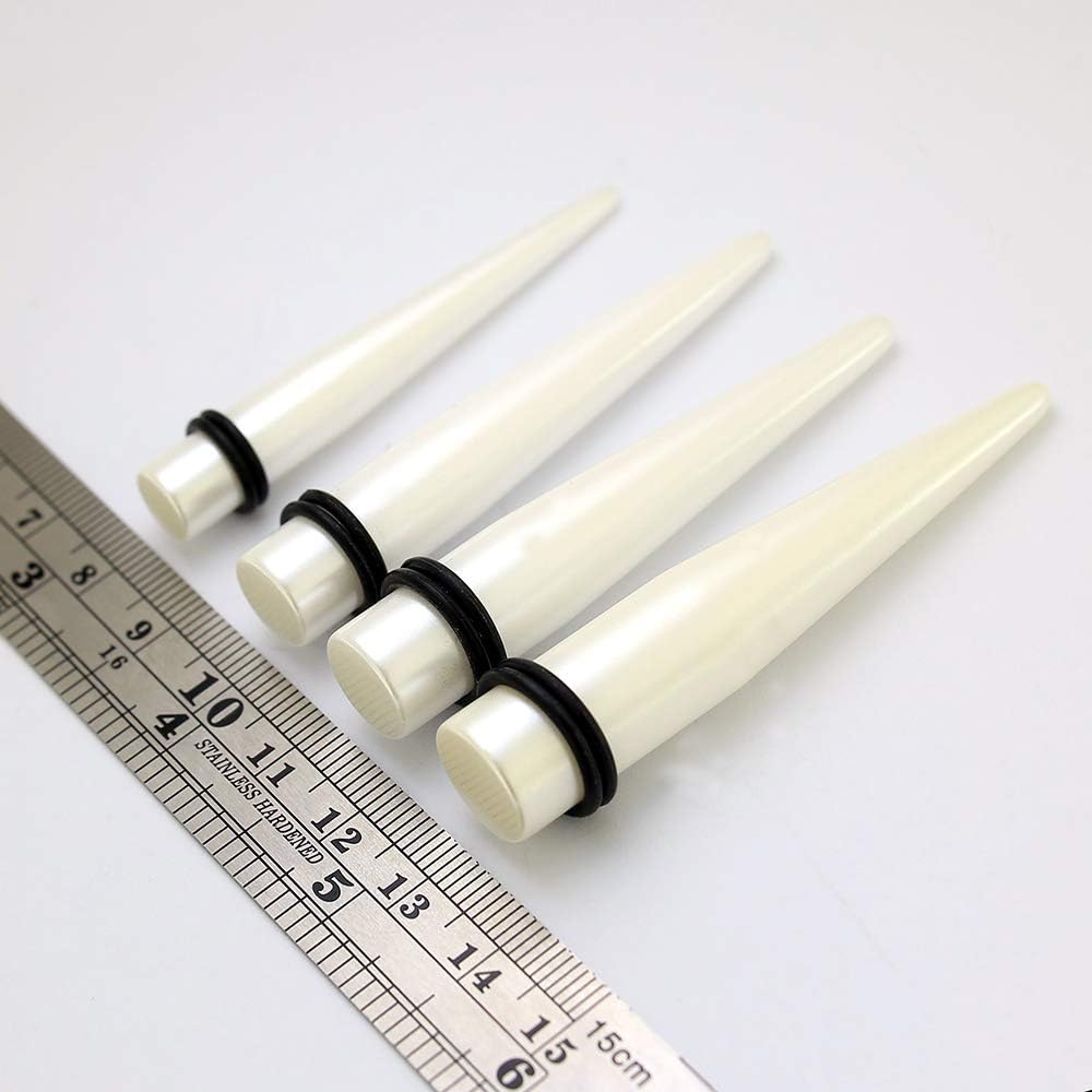 White Pearl UV Acrylic Straight Tapers - Expander - Stretching - Gauge Ear Plug Body Piercing Jewelry