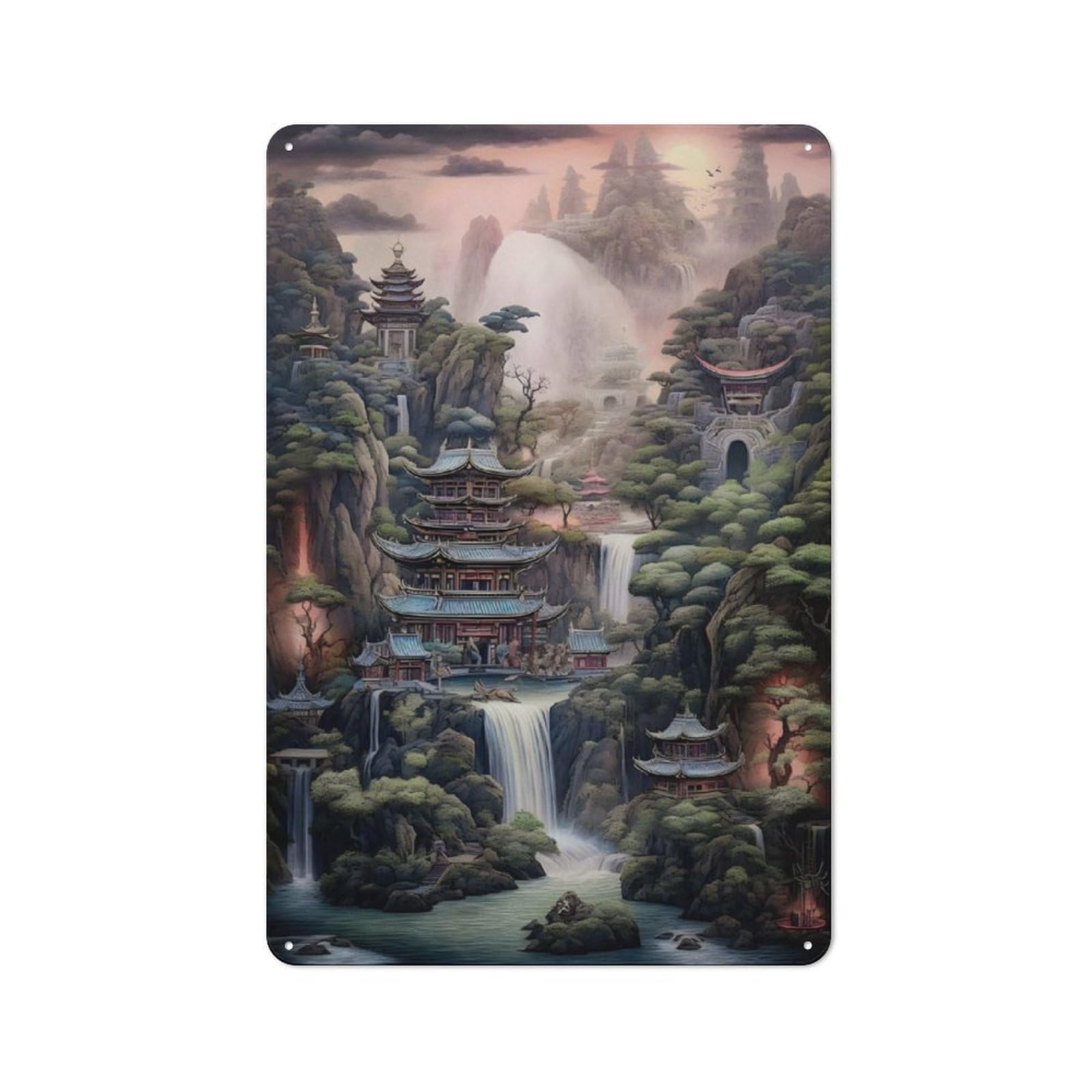 Junmoney Fantasy Landscape 54 Metal Sign 30X20cm With For Hallway Wall, Vintage Decor, For Garage, Workshop And Man Cave Decoration