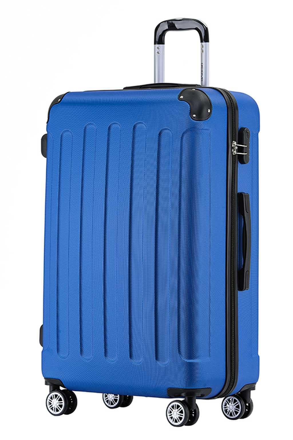 BEIBYE Zwillingsrollen Hardcase Reisekoffer Koffer Trolleys Hartschale in XL-L-M in 14 Farben (Diamondblau, Großer Koffer (76 cm))