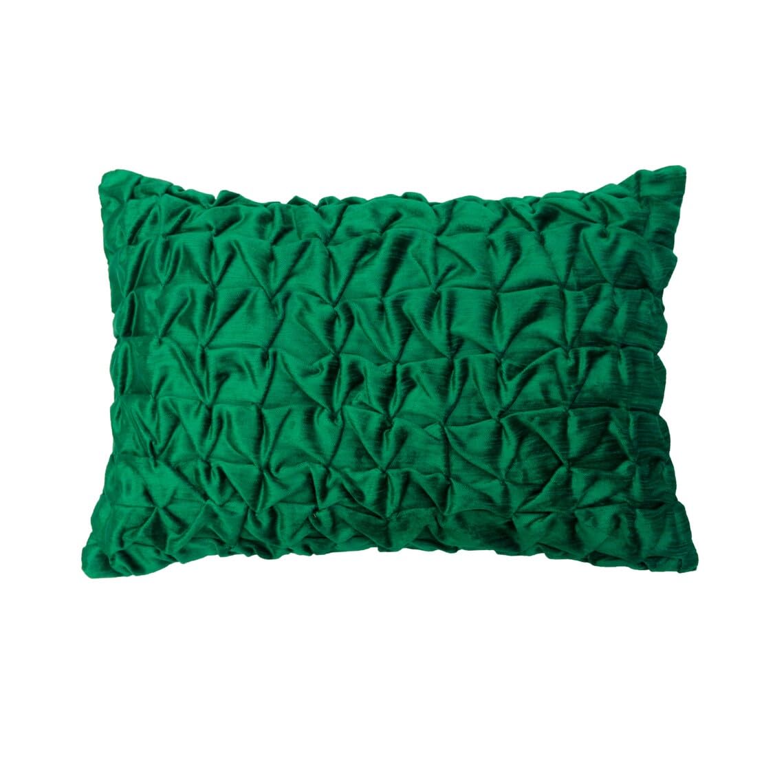 The HomeCentric Designer Green Pack of 2, 30x50 cm (12"x20") Lumbar Cushion Covers, Velvet Knotted & Textured Oblong Cushions For Couch, Solid Pattern Modern Style - Emerald Waters โ image 1