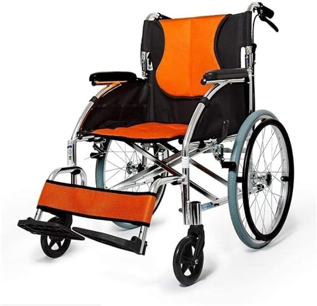 Portable Home Transport Wheelchair for Elderly Foldable Lightweight Manual Self-Propelled Portable Ultralight Medical Travel Wheelchair with Flip-up Backrest